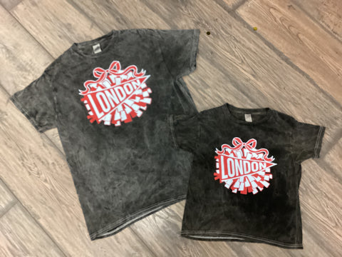 London Pom Pom Bow Acid Wash Tee