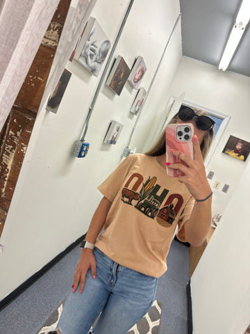 Tan Ohio Farm Pig Tee