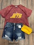 Jets Crinkle Washed Raglan Sleeve Tee