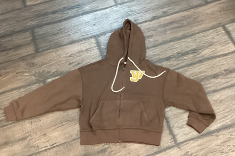 West Jeff Fleece Cropped Zip-up Hoodie W Pockets