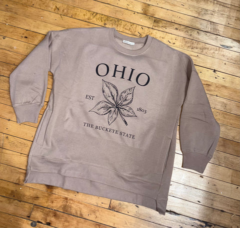 OHIO Leaf EST 1803 Mocha Pocket Crewneck