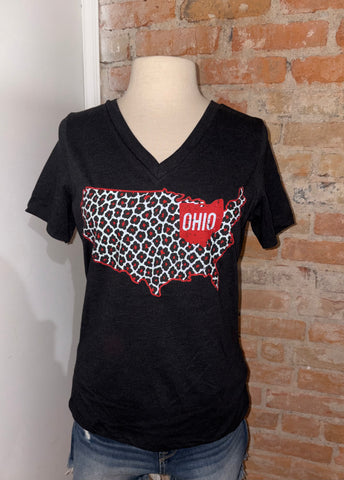 Leopard USA Block Ohio V-neck Tee