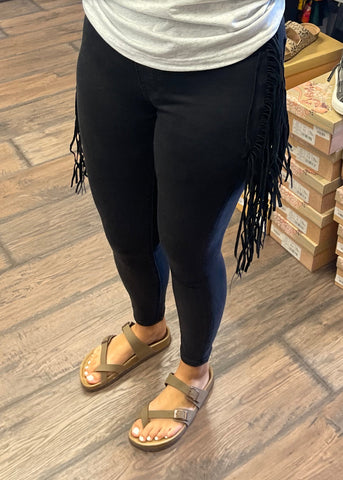 Hi-Rise Black Fringe Skinny Jean