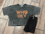 Who Dey stripes crop top