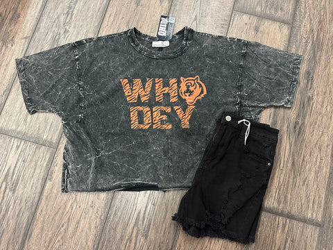 Who Dey stripes crop top