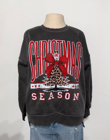 CHRISTMAS Cheetah Tree Season Pocket Crewneck