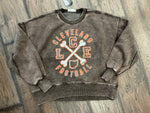 Brown Acid Wash Cleveland Football Crewneck