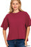 Double knit side slits hi low short sleeve top