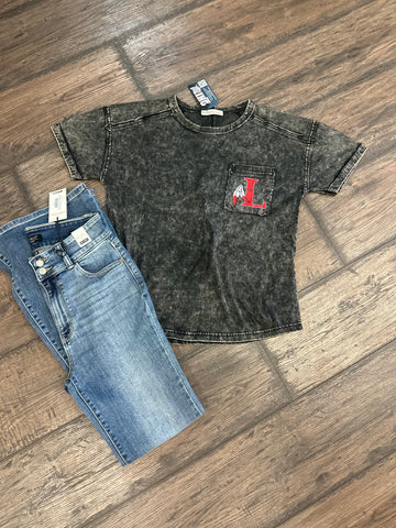 London pocket acid wash tee