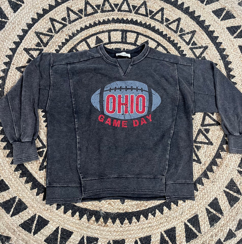 Acid Wash Ohio Game Day Crewneck