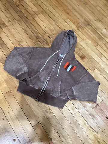 Acid Wash Browns Zip Up Hoodie