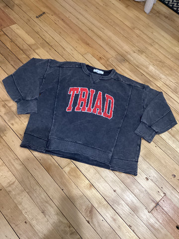 Acid Wash Distressed triad Crewneck