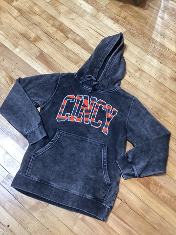 Cincy Striped Acid wash Hoodie