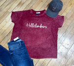 Maroon Hillclimbers Script Acid Wash Tee