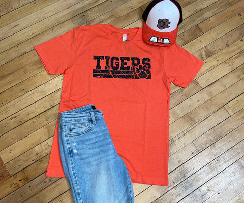 Tigers Distressed Paw Orange Tee
