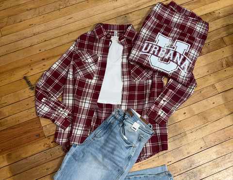 Block U Urbana Maroon/White Flannel