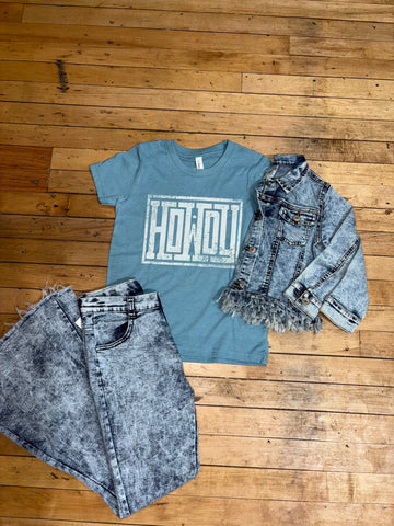 Youth Teal Howdy Tee