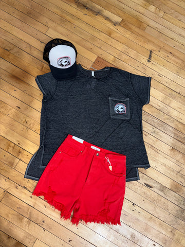 Washed Falcons Hi-low Round-neck Top