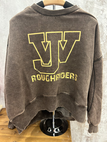 WJ ROUGHRIDERS ACID WASH FLEECE OVERSIZED PULLOVER