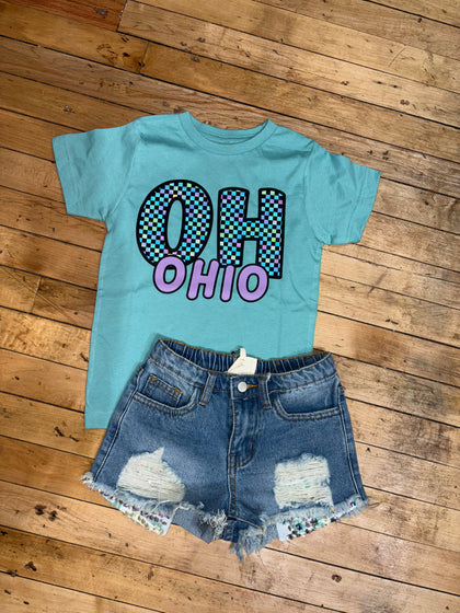 Youth Checkered OH ohio tee