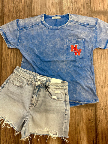 NW (northwestern) ACID WASH POCKET TEE