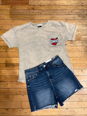 Block State OHIO ACID WASH POCKET TEE