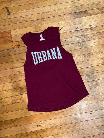 Distressed Block Urbana Maroon Jersey Tank