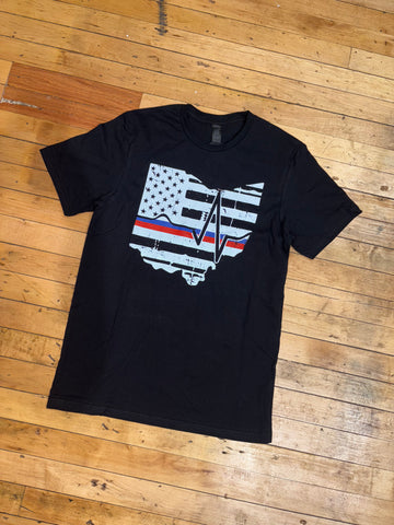 Flag Block Ohio Blue/Red Stripe Tee