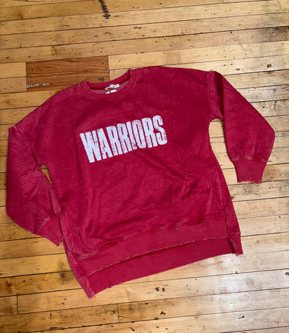 Warriors Acid Wash Pocket Crewneck