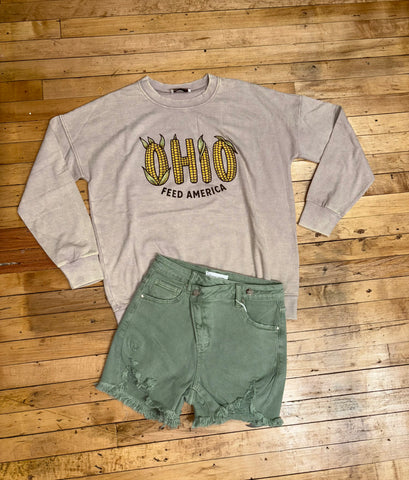 Ohio Corn acid wash crewneck
