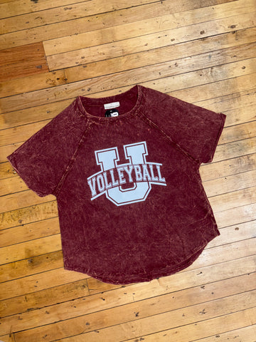 Block U Volleyball acid wash raglan