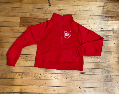 State OH Fleece Half Zip Kangaroo Pocket Sweatshirts
