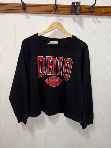 Distressed Ohio Football Crop Crewneck