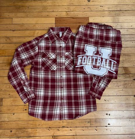 Maroon/White Block U Football Flannel