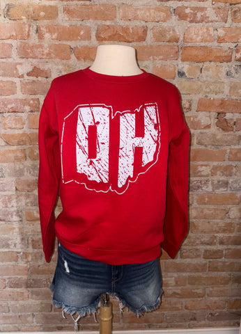 Youth Block State OH Red Crewneck