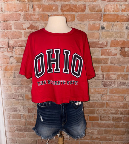 OHIO The Buckeye State Cotton Round Neck Top