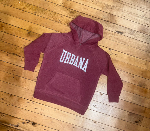 Distressed URBANA Maroon Hoodie
