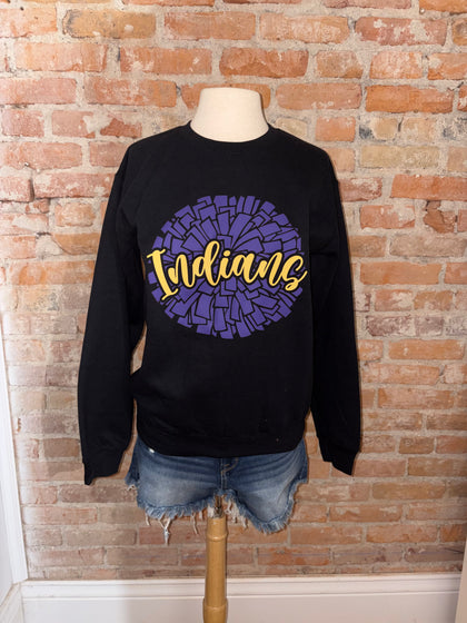 Indians Cheer Pom Pom Crewneck
