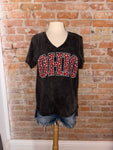 Leopard V-neck acid was Tee