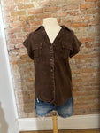 Washed Button Down Batwing Sleeve Shirts