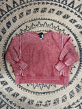 Acid Wash Batwing Sleeve High Low Sweatshirt