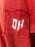 Red Acid Wash OH Pocket Crew