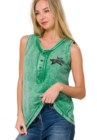 Raider Swim sleeveless Henley top