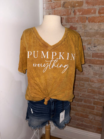 PUMPKIN Everything Acid Wash V Neck Tee