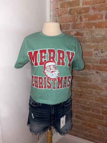 Merry Christmas Santa Crop Tee