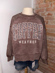 Cheetah Coffee Weather Crop Crewneck