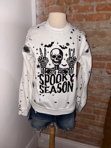 Tie Dye Peace Skeleton Spooky Season Crewneck