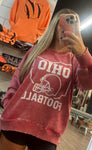 Ohio Football Acid Wash Pocket Crewneck