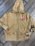 Acid Wash Northeastern Jets Zip-up Hoodie