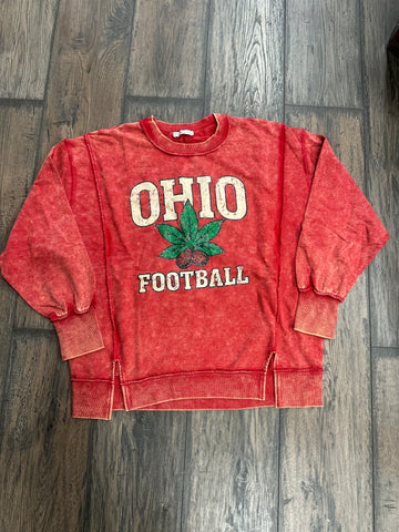Ohio Football ACID WASHED FRENCH TERRY PULLOVER